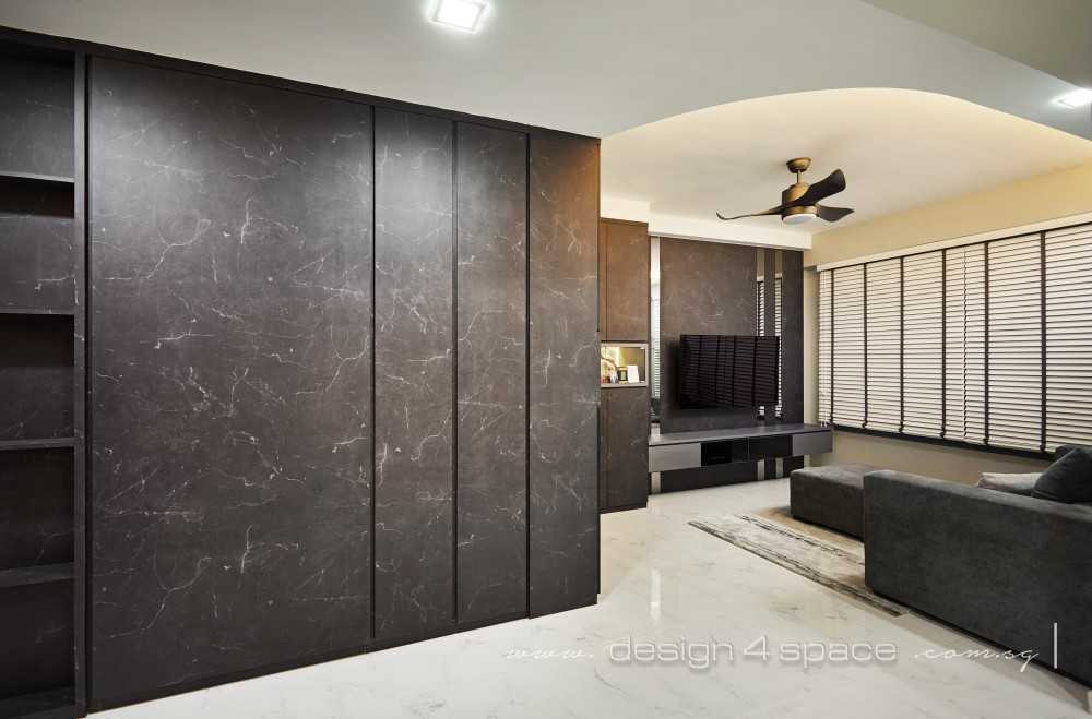 Contemporary Living Room with Drop Ceiling and Sofa
