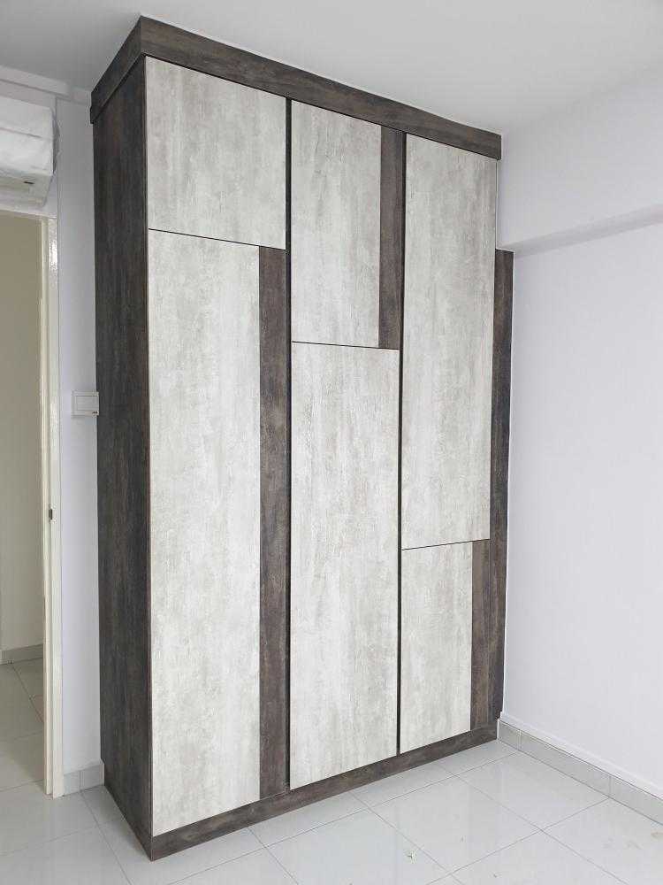 Contemporary Bedroom with Homogeneous Tiles and Wardrobe