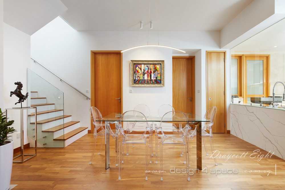 Contemporary Dining Room with Drop Light and Dining Table