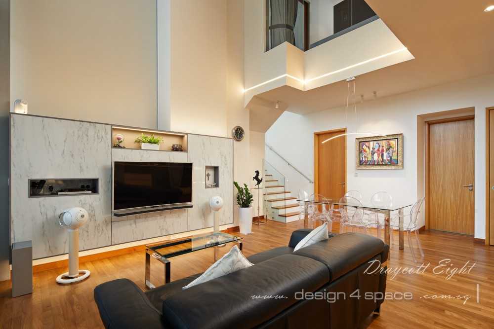 Contemporary Living Room with Wood Flooring and TV Console