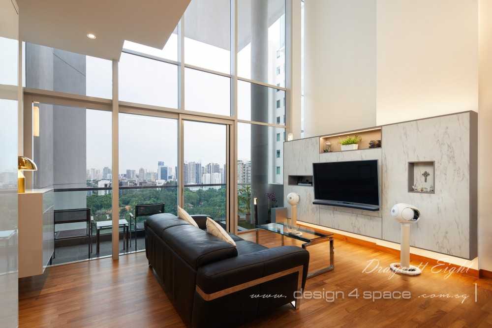 Contemporary Living Room with TV Console and Feature Wall