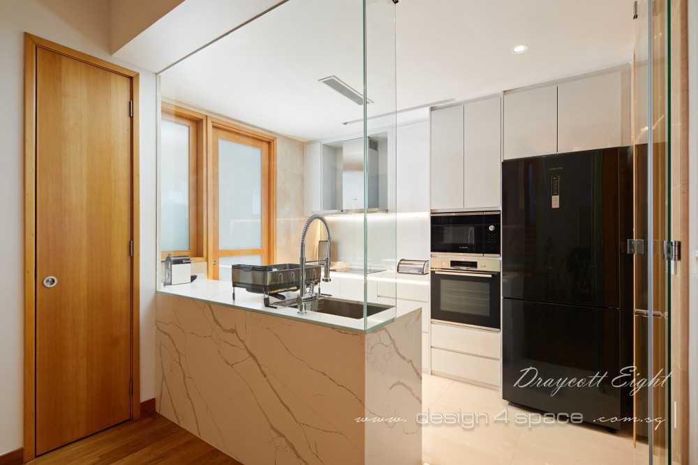 Contemporary Kitchen with Homogeneous Tiles and Kitchen Window