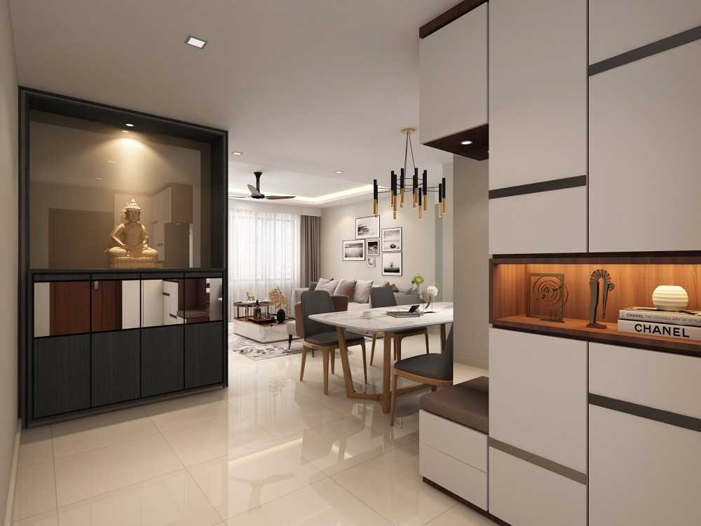Modern Entryway with Mirror and Altar