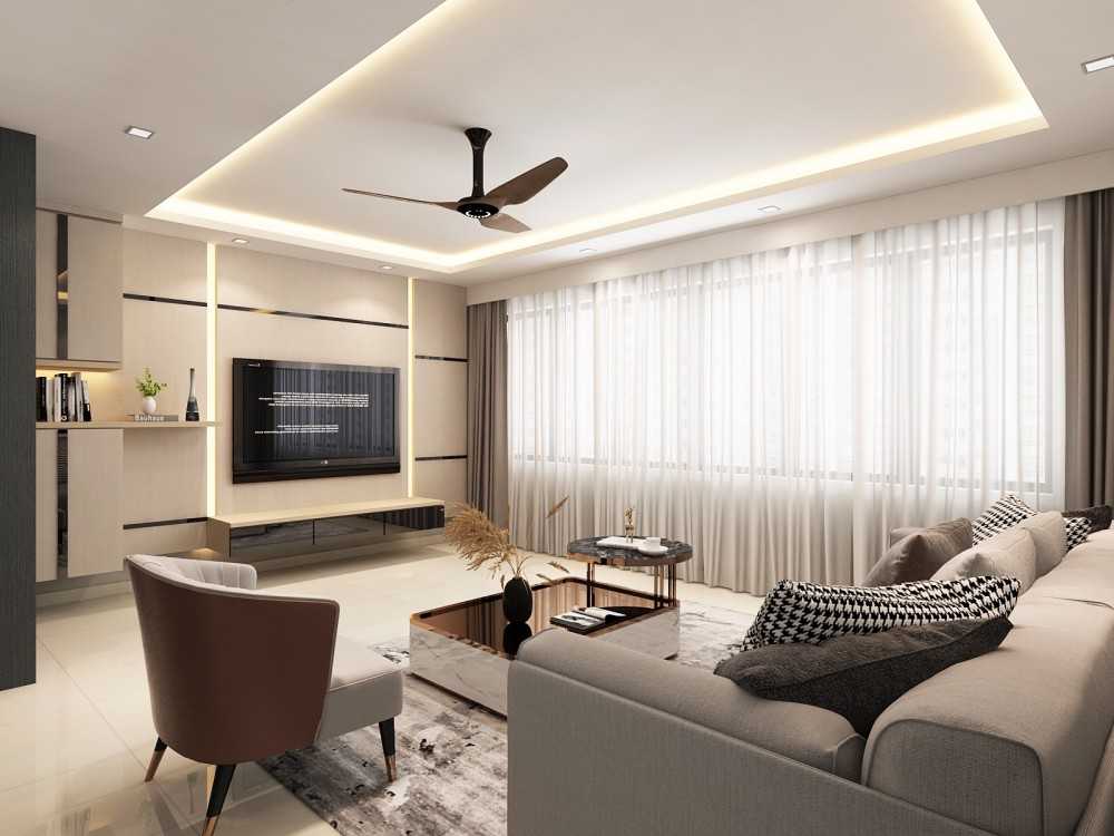 Modern Living Room with TV Console and Feature Wall