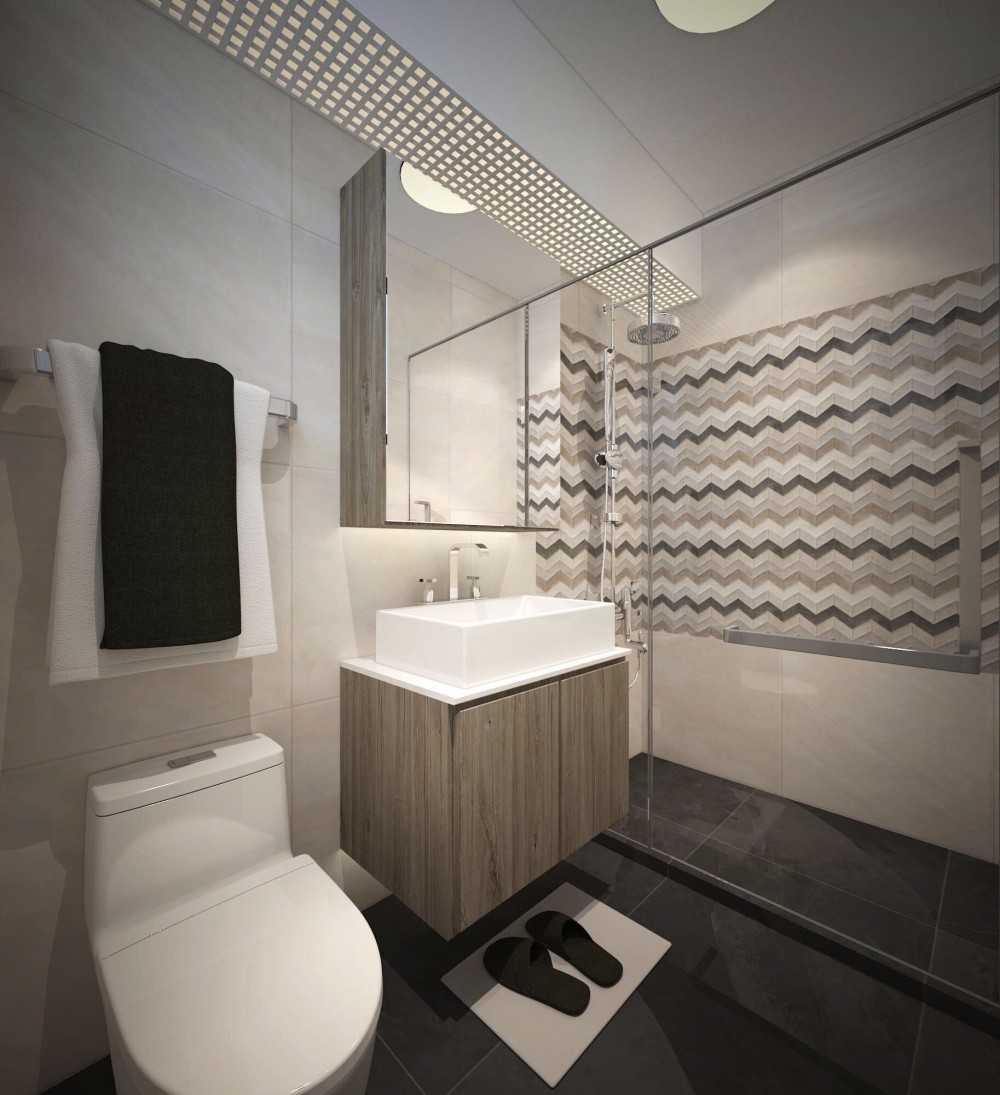 Contemporary Bathroom with Homogeneous Tiles and Shower Screen