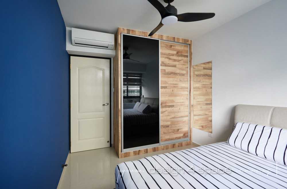 Modern Bedroom with Drop Ceiling and Ceiling Light