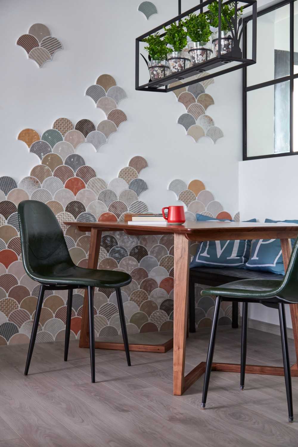 Vintage Dining Room with Feature Wall and Dining Table