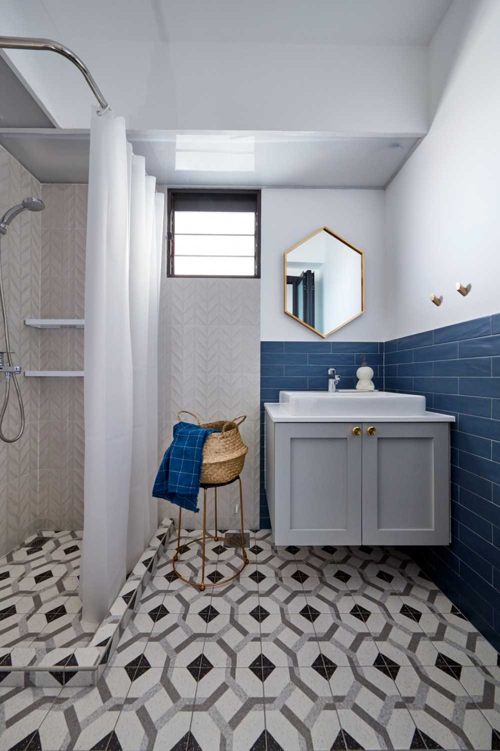 Vintage Bathroom with Mirror and Shower Screen
