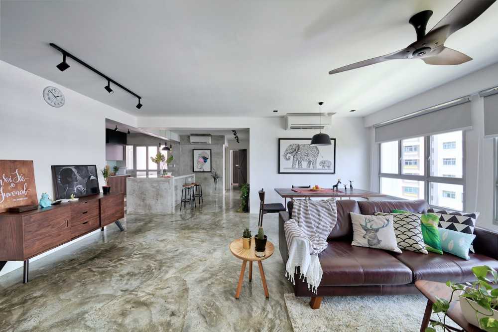 Industrial Living Room with Sofa and Sideboard
