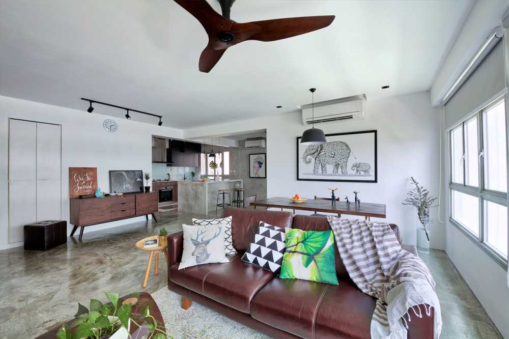 Industrial Living Room with Sofa and Sideboard