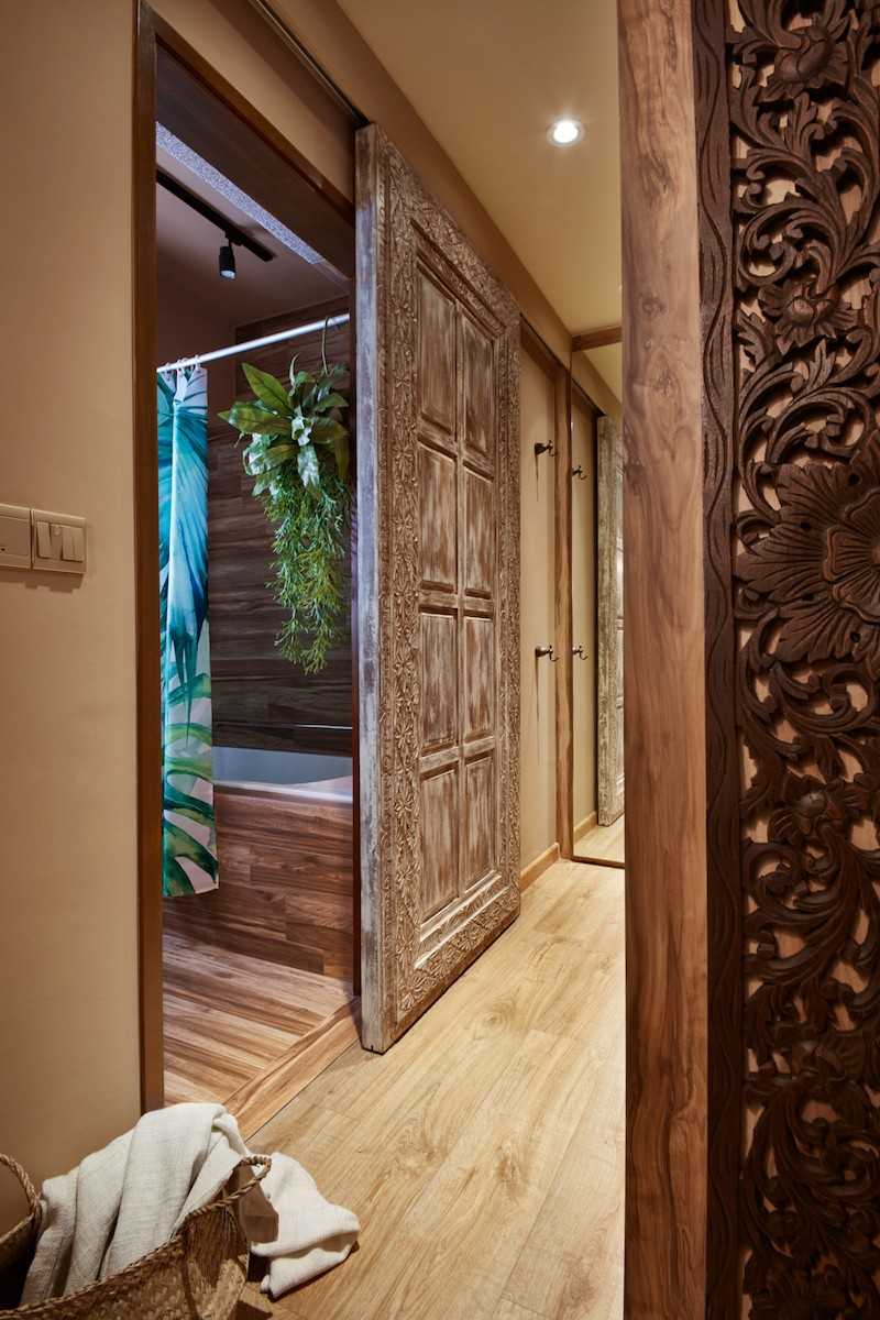 Country Hallway with Wood Flooring and Flooring