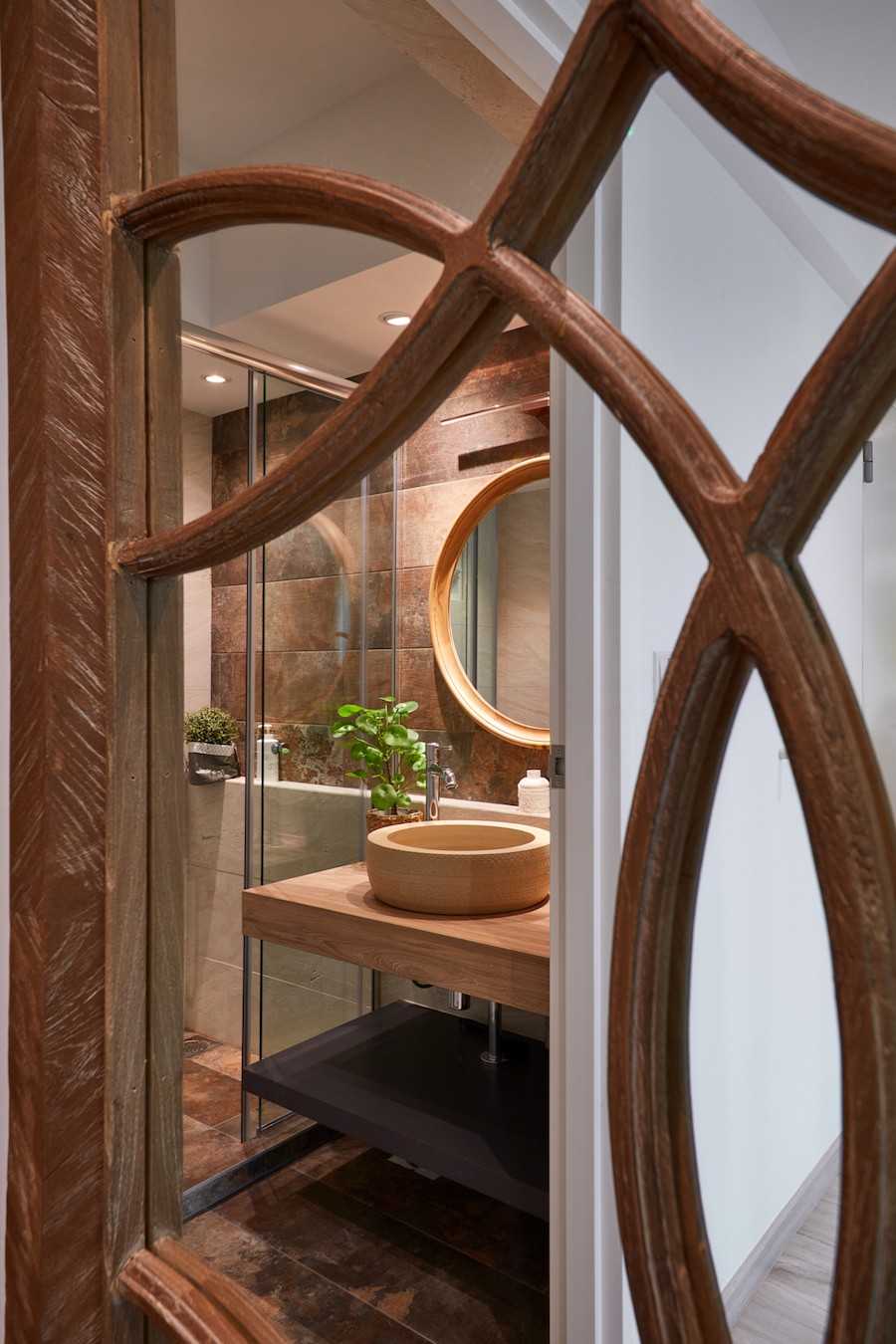 Scandinavian Bathroom with Mirror and Bathroom Mirrors