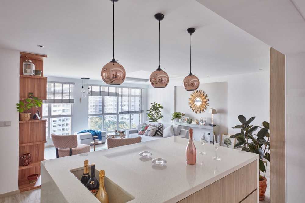 Scandinavian Kitchen with Kitchen Island and Lighting