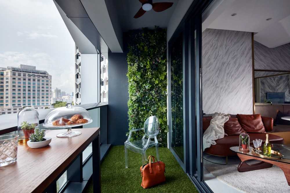 Modern Balcony with Outdoor Chairs and Outdoor Furniture