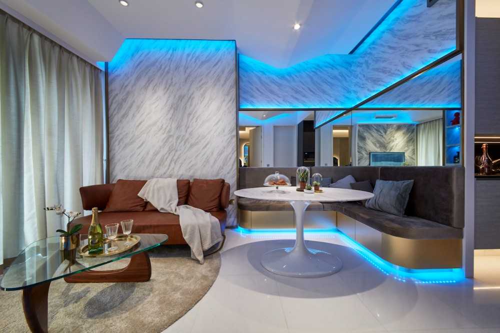 Modern Dining Room with Sofa and Dining Table