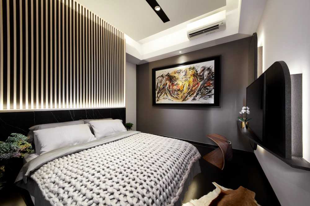Modern Bedroom with Paintings and Queen Bed
