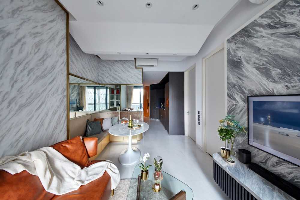 Modern Living Room with Feature Wall and Sofa