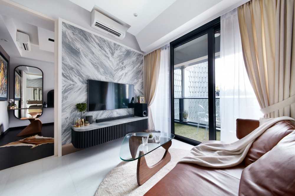 Modern Living Room with TV Console and Feature Wall