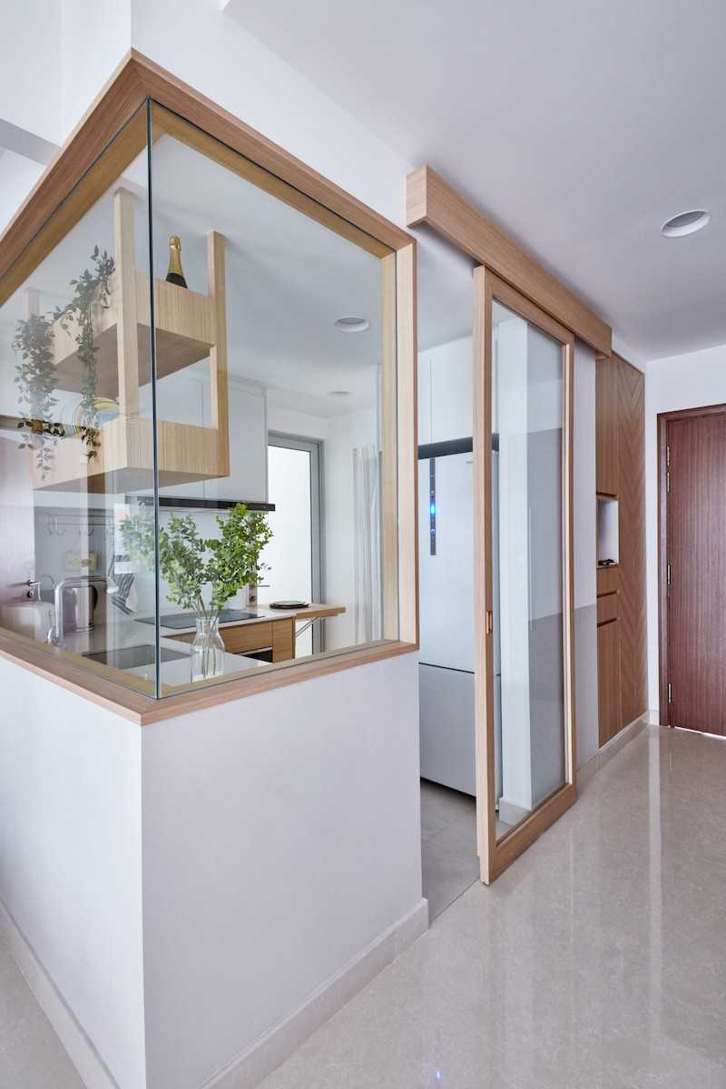 Contemporary Entryway with Marble Floor and Flooring