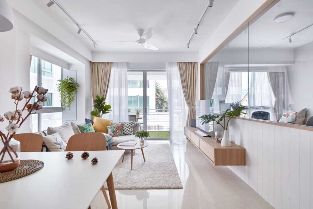 Contemporary Living Room with TV Console and Sofa
