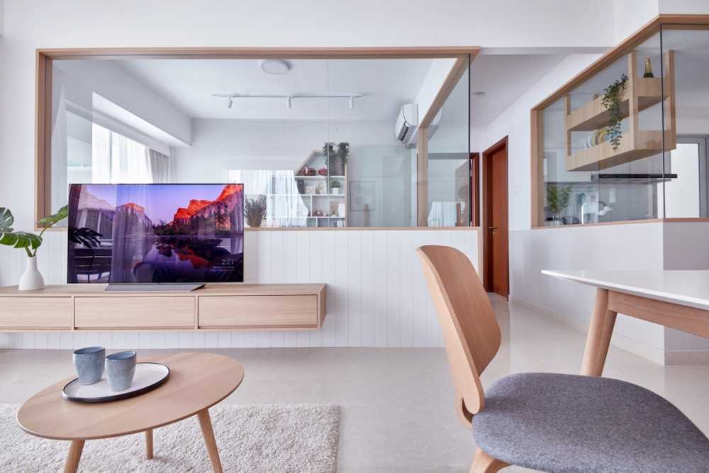 Contemporary Living Room with TV Console and Coffee Table