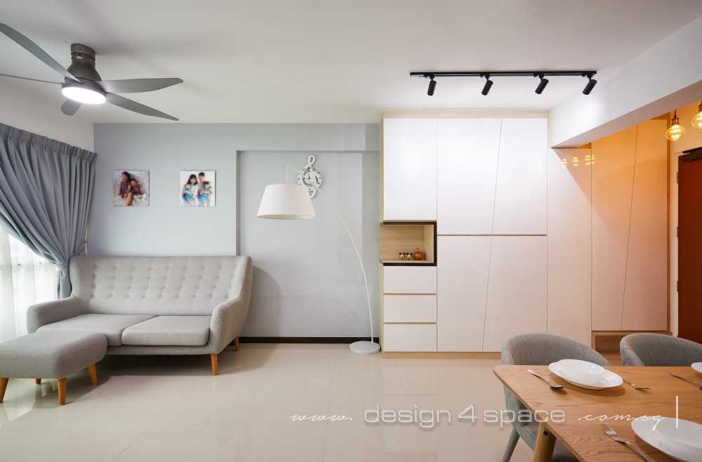 Scandinavian Living Room with Homogeneous Tiles and TV Console
