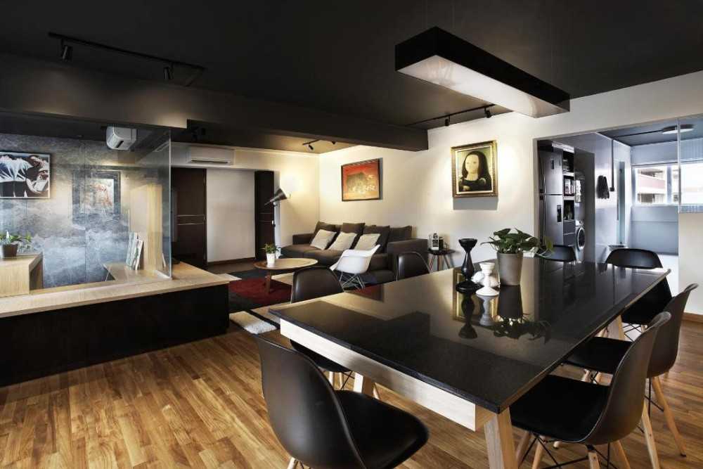 Contemporary Dining Room with Artwork and Dining Table