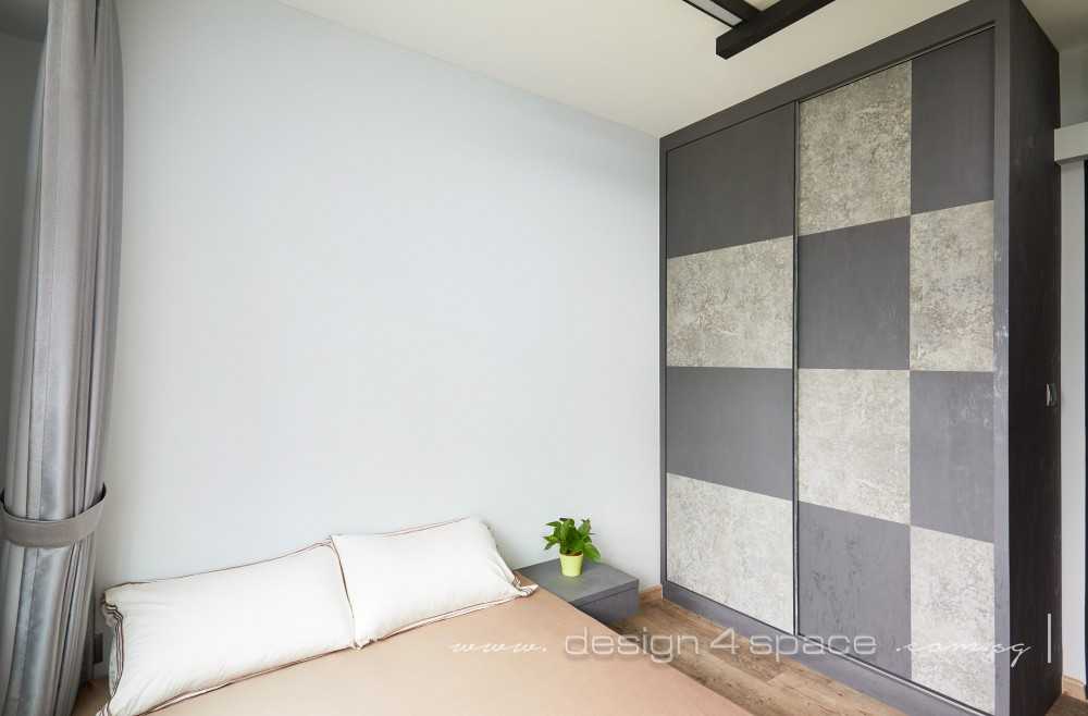 Industrial Bedroom with Vinyl Flooring and Wood Flooring