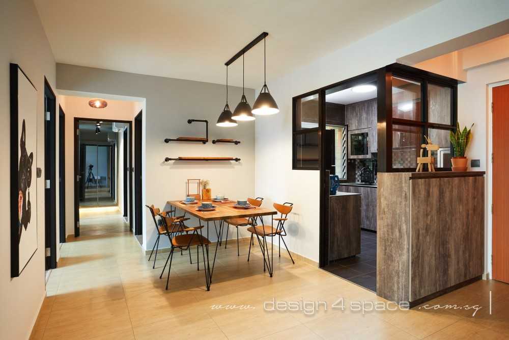 Industrial Dining Room with Drop Light and Cove Lighting