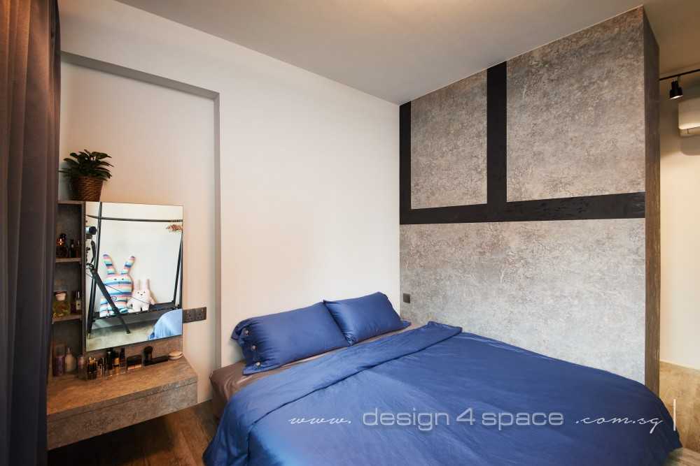 Industrial Bedroom with Vinyl Flooring and Wood Flooring