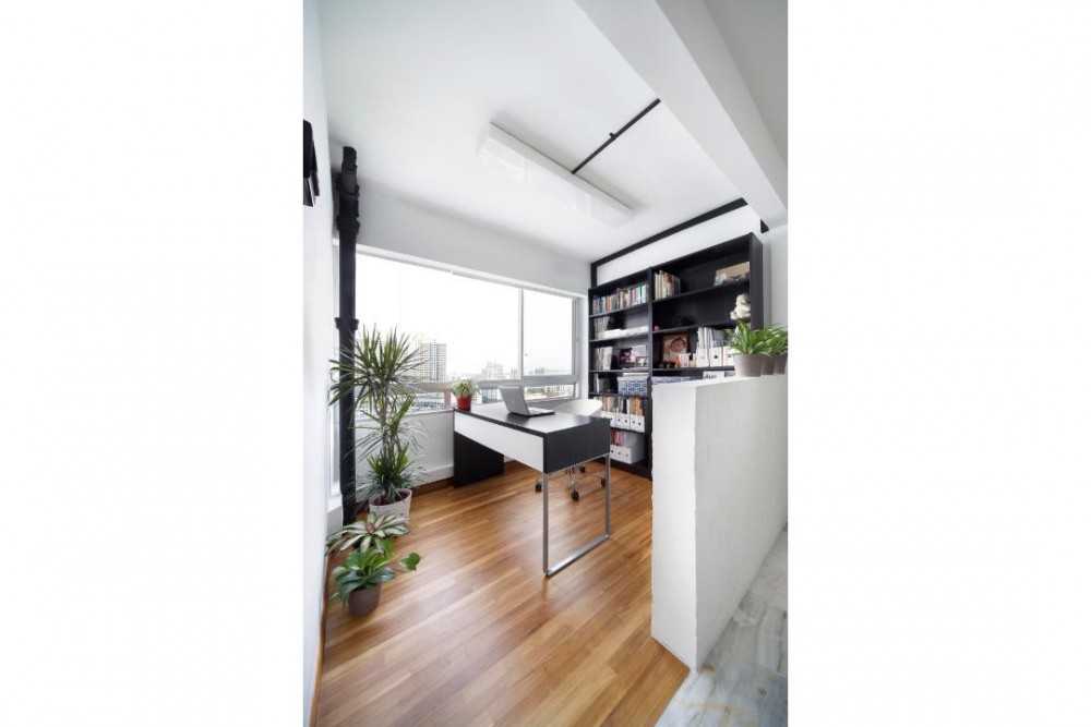 Scandinavian Study with Bookshelf and Desk