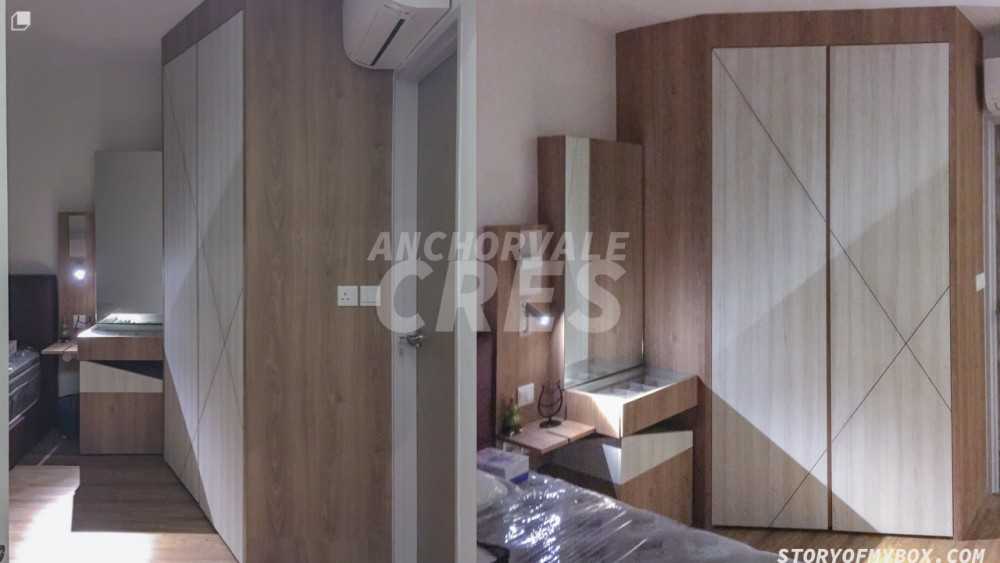 Scandinavian Bedroom with Wardrobe and Bedside Table