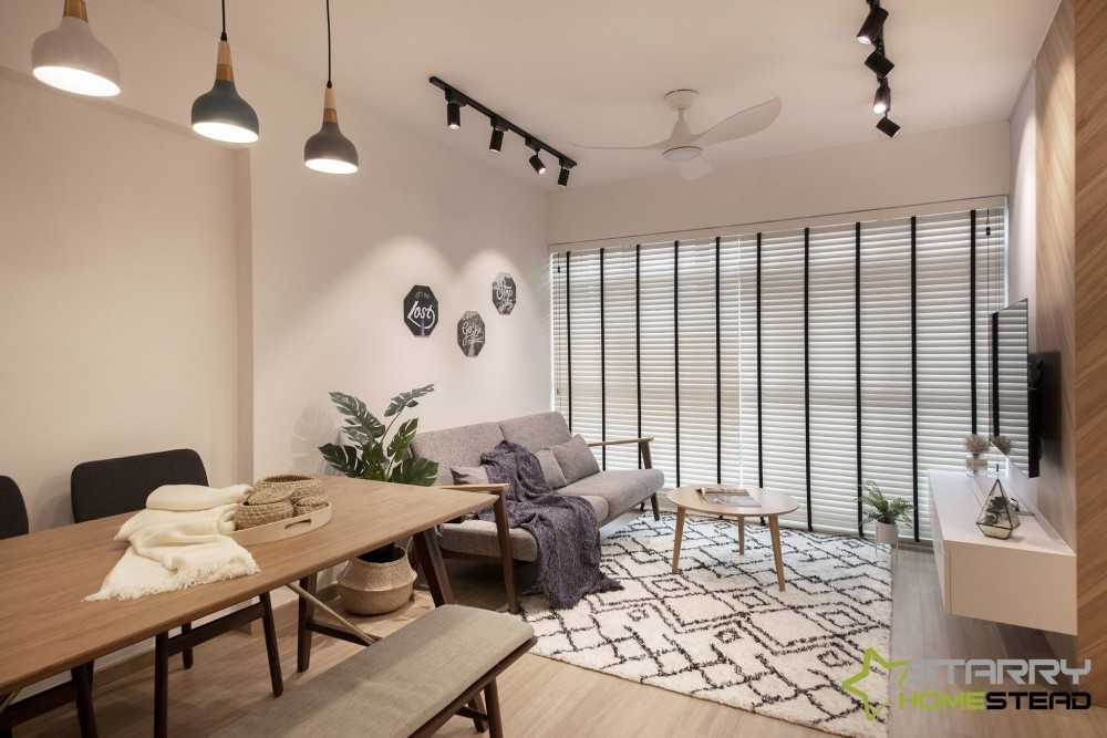 Scandinavian Living Room with TV Console and Feature Wall