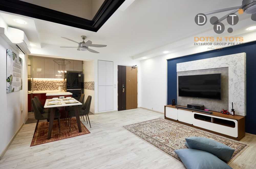 Contemporary Living Room with TV Console and Feature Wall