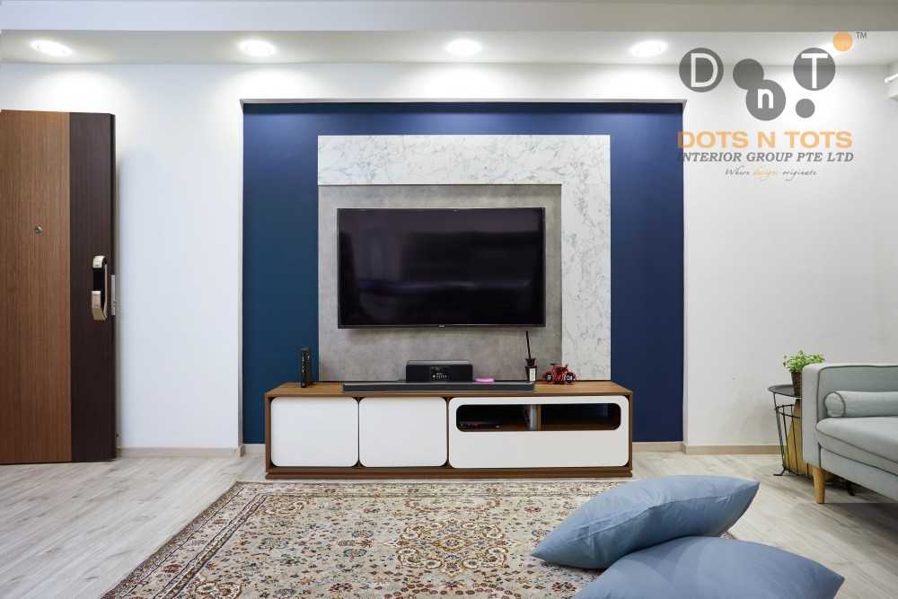 Contemporary Living Room with TV Console and Feature Wall