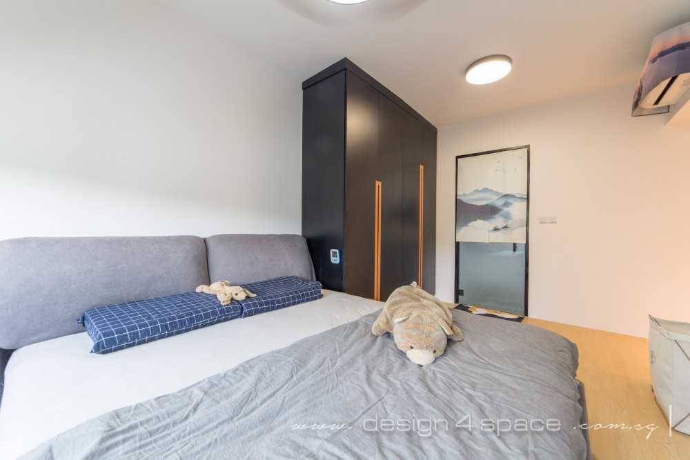 Scandinavian Bedroom with Vinyl Flooring and Wood Flooring