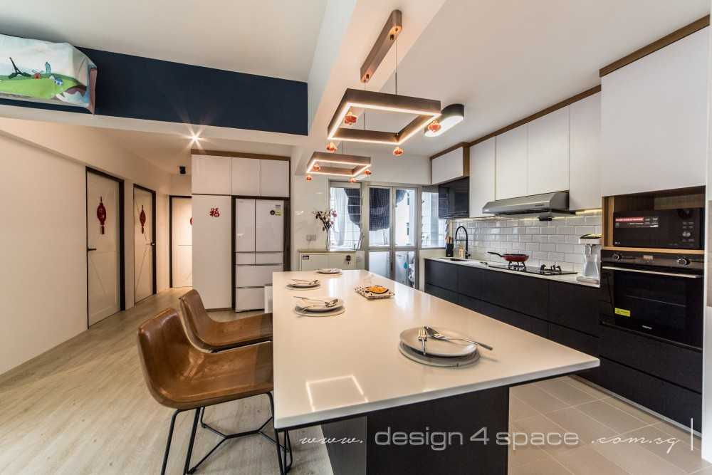 Scandinavian Kitchen with Vinyl Flooring and Wood Flooring