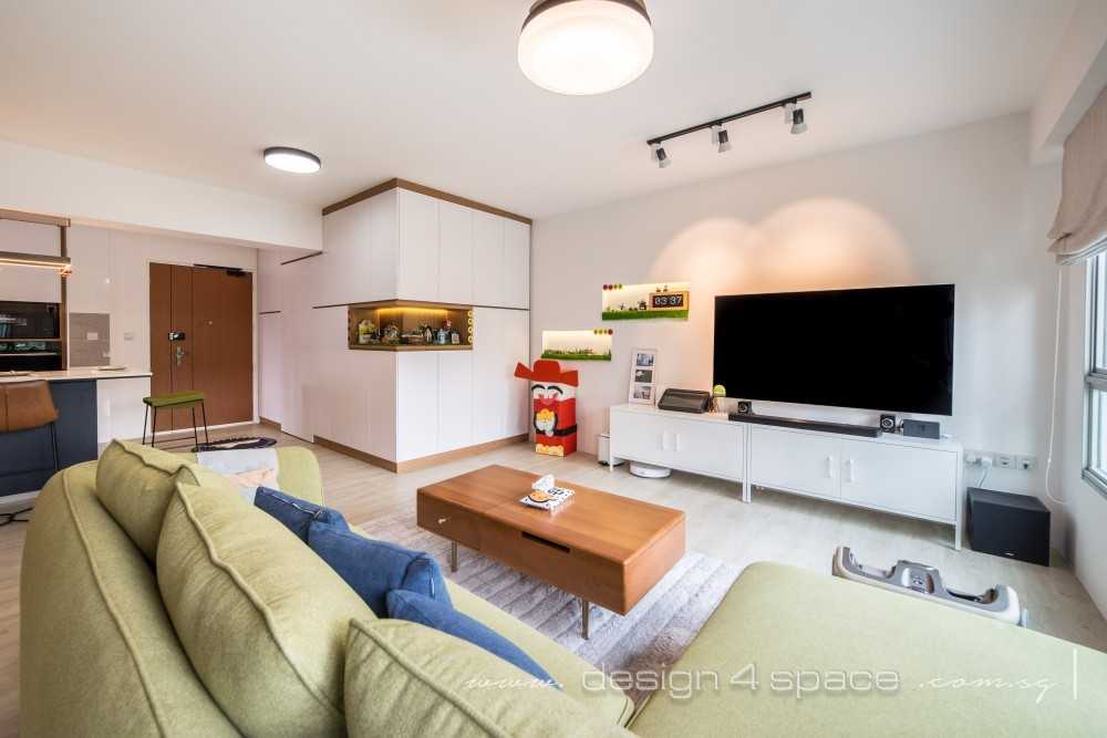 Scandinavian Living Room with Vinyl Flooring and Parquet Floor