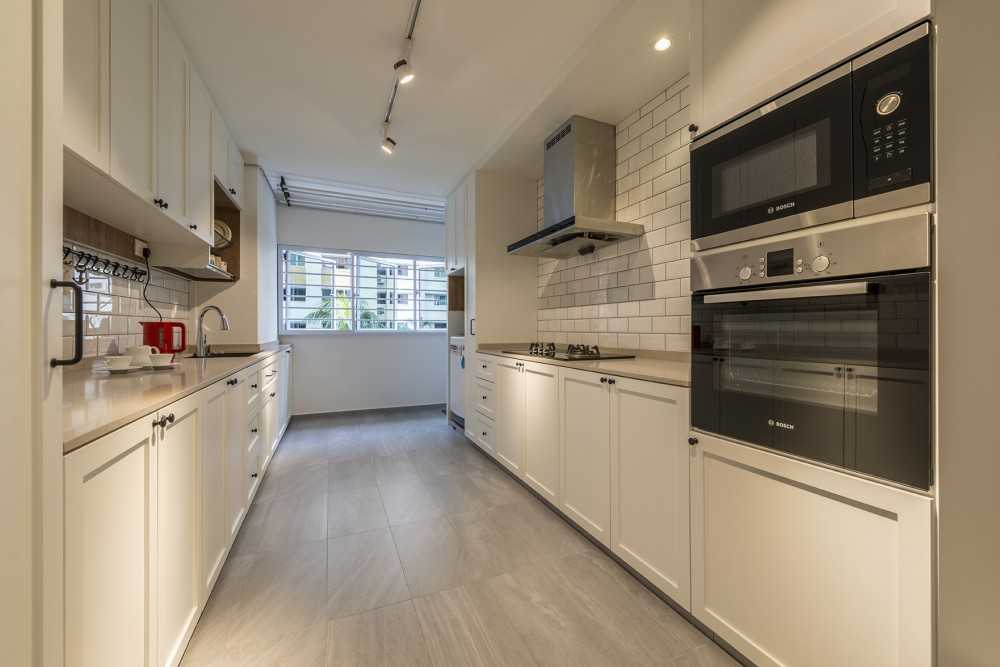 Country Kitchen with Countertop and Homogeneous Tiles