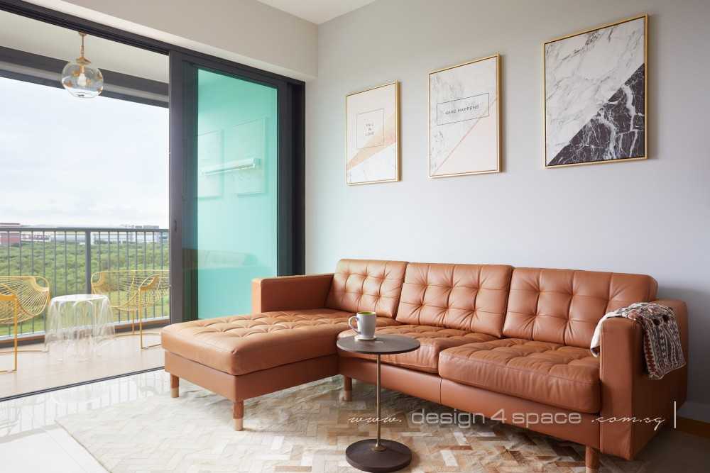 Modern Living Room with Granite Floor and TV Console