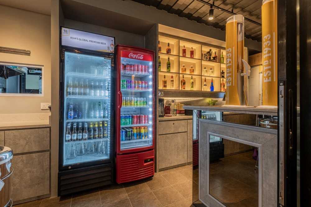 Scandinavian Restaurant with Bar Counter and Dining Table