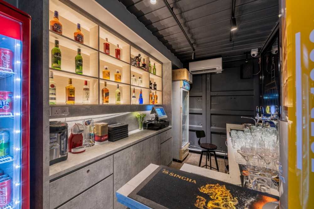 Scandinavian Restaurant with Bar Counter and Dining Table