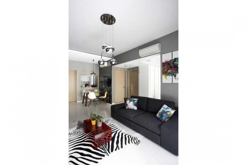 Contemporary Living Room with Drop Light and Sofa