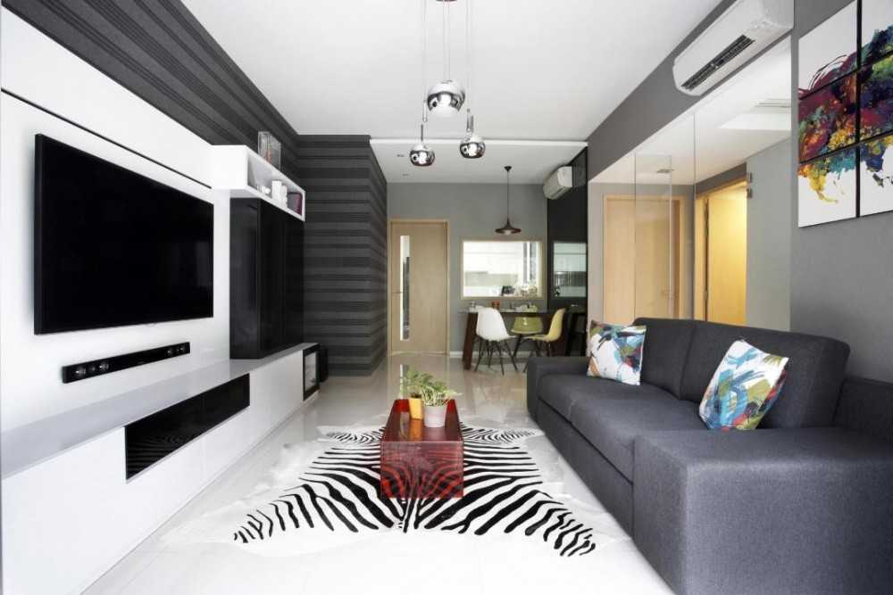 Contemporary Living Room with TV Console and Sofa