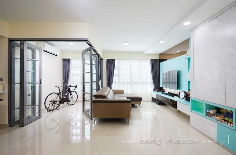 Contemporary Living Room with TV Console and Feature Wall