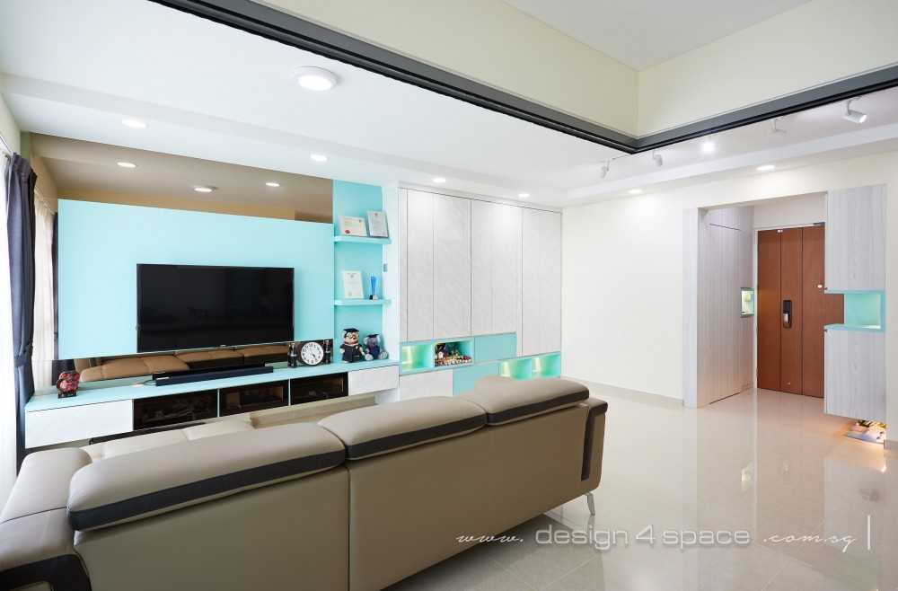 Contemporary Living Room with TV Console and Feature Wall