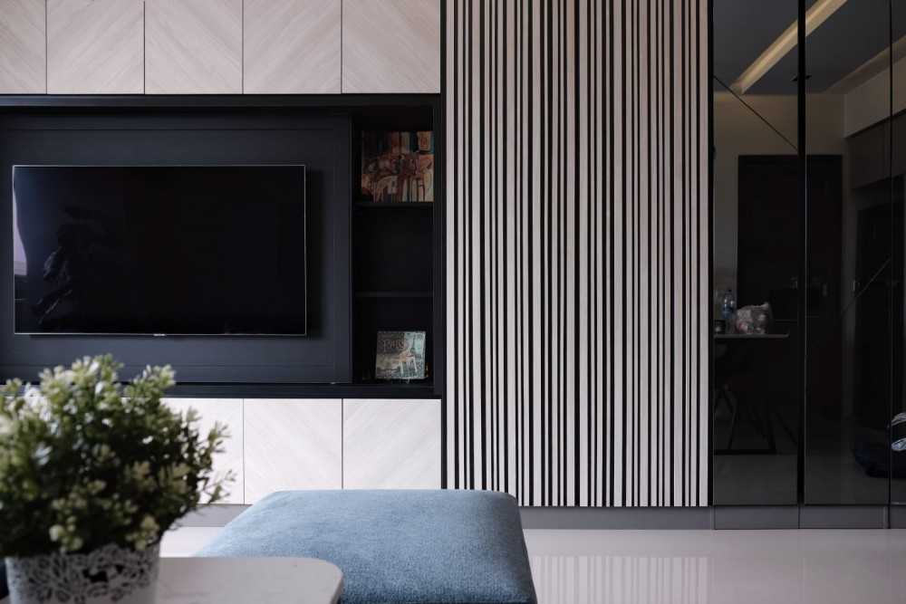 Modern Living Room with TV Console and Feature Wall