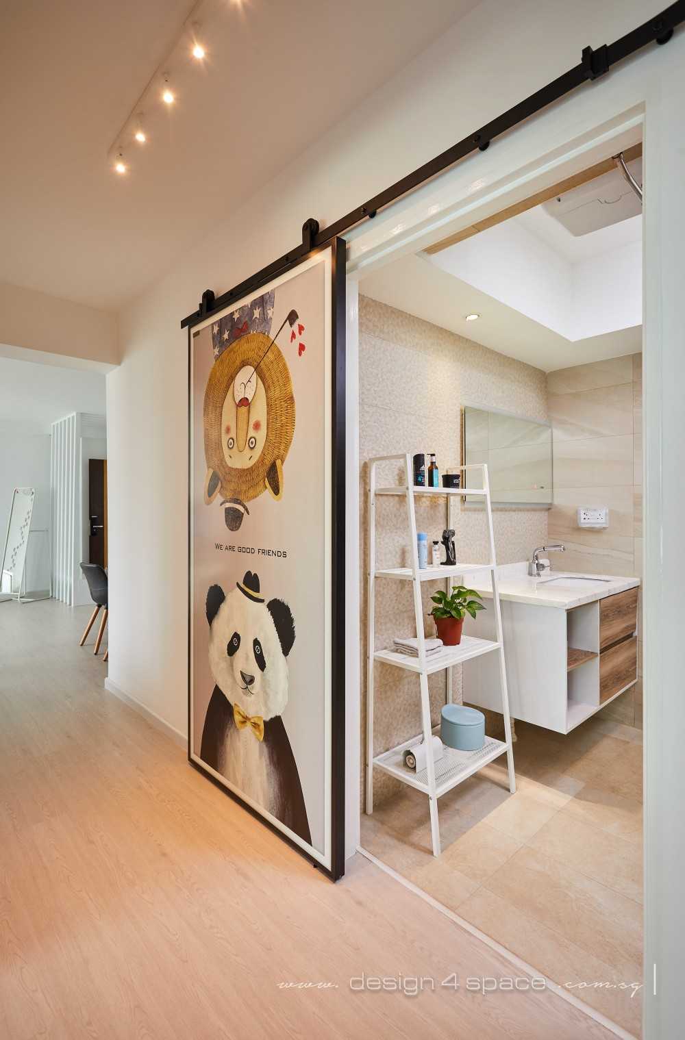Scandinavian Bathroom with Mirror and Bathroom Storage