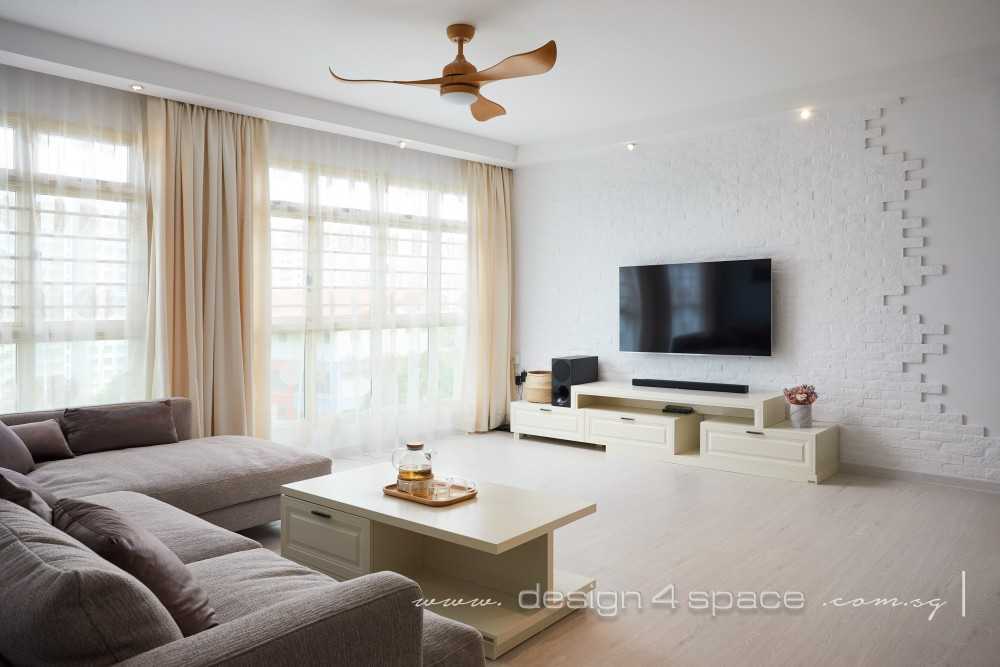 Scandinavian Living Room with Wood Flooring and Wardrobe