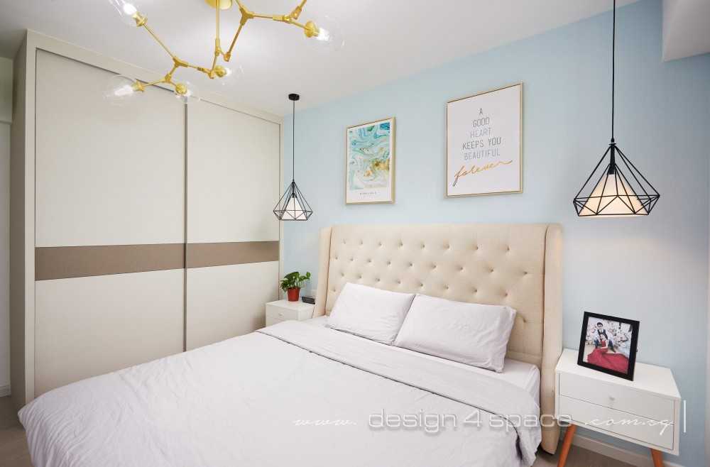 Scandinavian Bedroom with Vinyl Flooring and Wardrobe